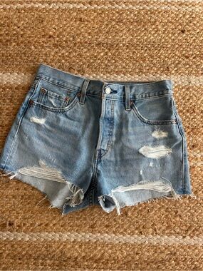 Levi's 501 Original High-Rise Destructed Denim Shorts Blue